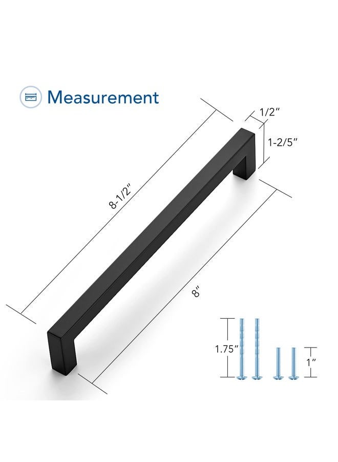 Ravinte 10 Pack Black Cabinet Pulls 8 Inch Square Cabinet Handles Matte Black Kitchen Hardware for Cabinet Drawer Pulls Come with Screwdriver - Image 3