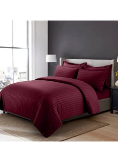MAXQON 6-Piece Duvet Cover Set – Includes 1 Duvet Cover, 1 Fitted Sheet & 4 Pillowcases – King/Queen/Single Sizes, Color Maroon  - Image 2