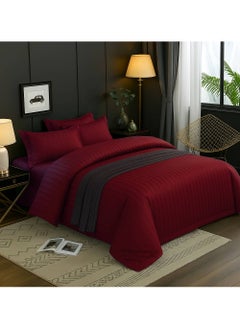 MAXQON 6-Piece Duvet Cover Set – Includes 1 Duvet Cover, 1 Fitted Sheet & 4 Pillowcases – King/Queen/Single Sizes, Color Maroon  - Image 3