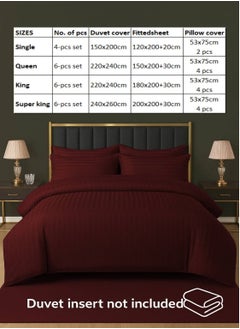 MAXQON 6-Piece Duvet Cover Set – Includes 1 Duvet Cover, 1 Fitted Sheet & 4 Pillowcases – King/Queen/Single Sizes, Color Maroon  - Image 4