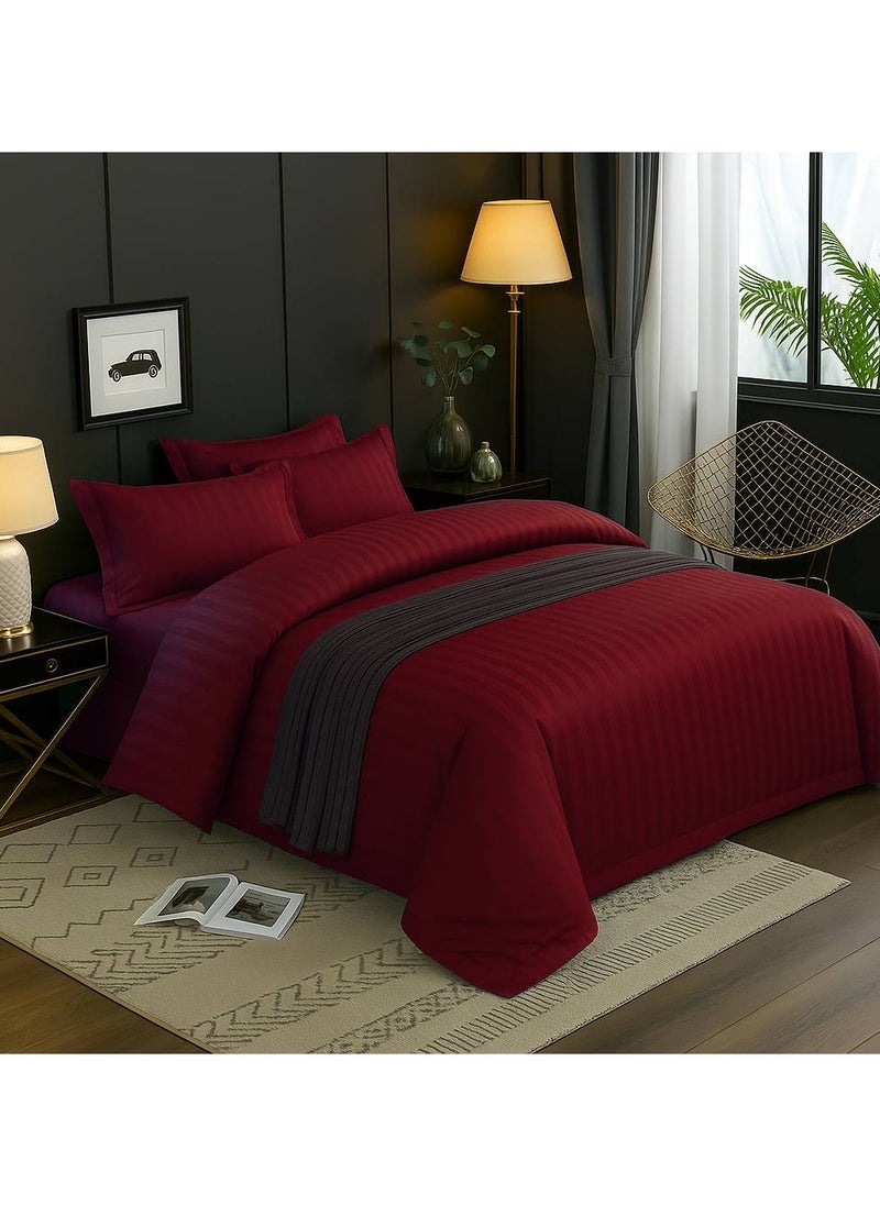 MAXQON 6-Piece Duvet Cover Set – Includes 1 Duvet Cover, 1 Fitted Sheet & 4 Pillowcases – King/Queen/Single Sizes, Color Maroon  - Image 3