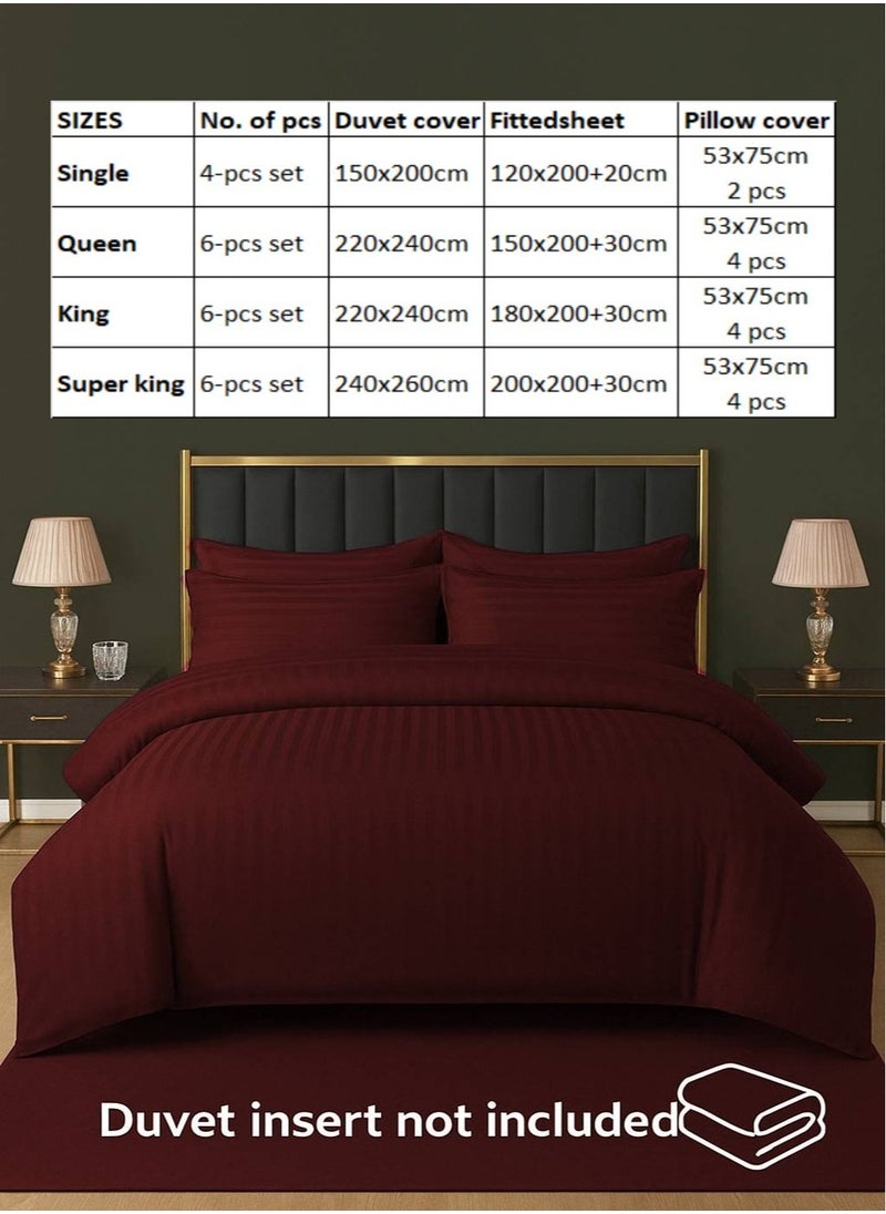 MAXQON 6-Piece Duvet Cover Set – Includes 1 Duvet Cover, 1 Fitted Sheet & 4 Pillowcases – King/Queen/Single Sizes, Color Maroon  - Image 4