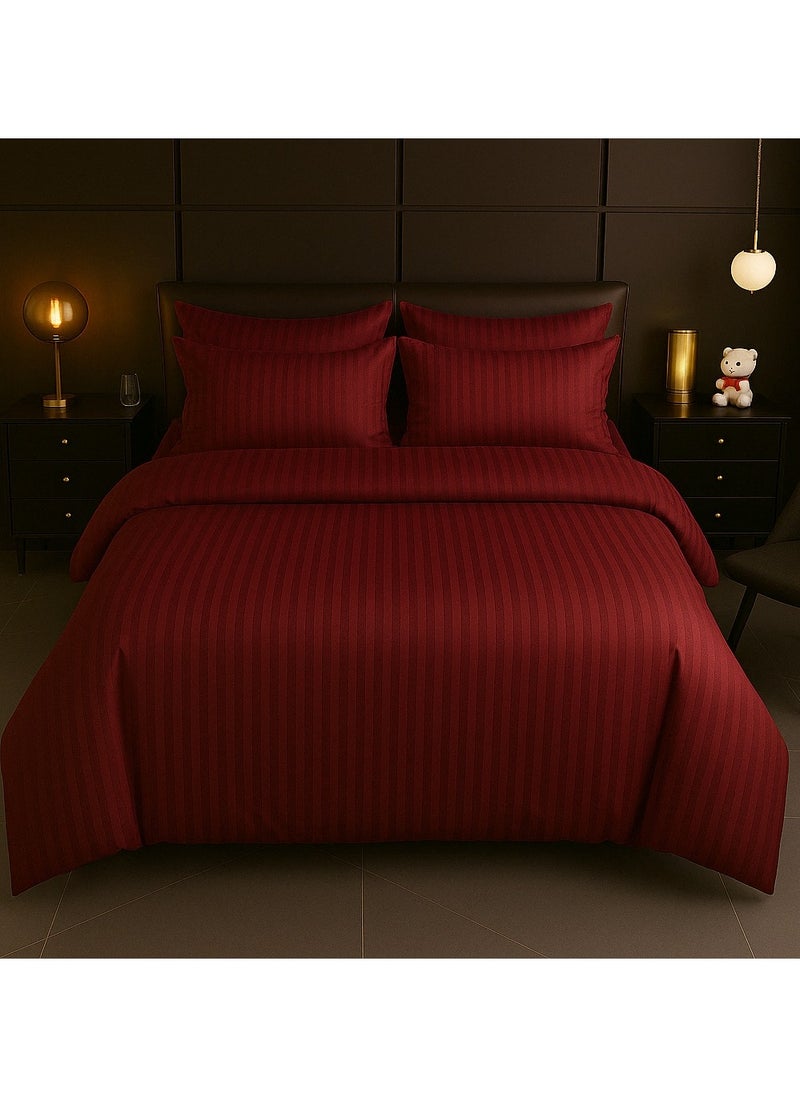 MAXQON 6-Piece Duvet Cover Set – Includes 1 Duvet Cover, 1 Fitted Sheet & 4 Pillowcases – King/Queen/Single Sizes, Color Maroon  - Image 1