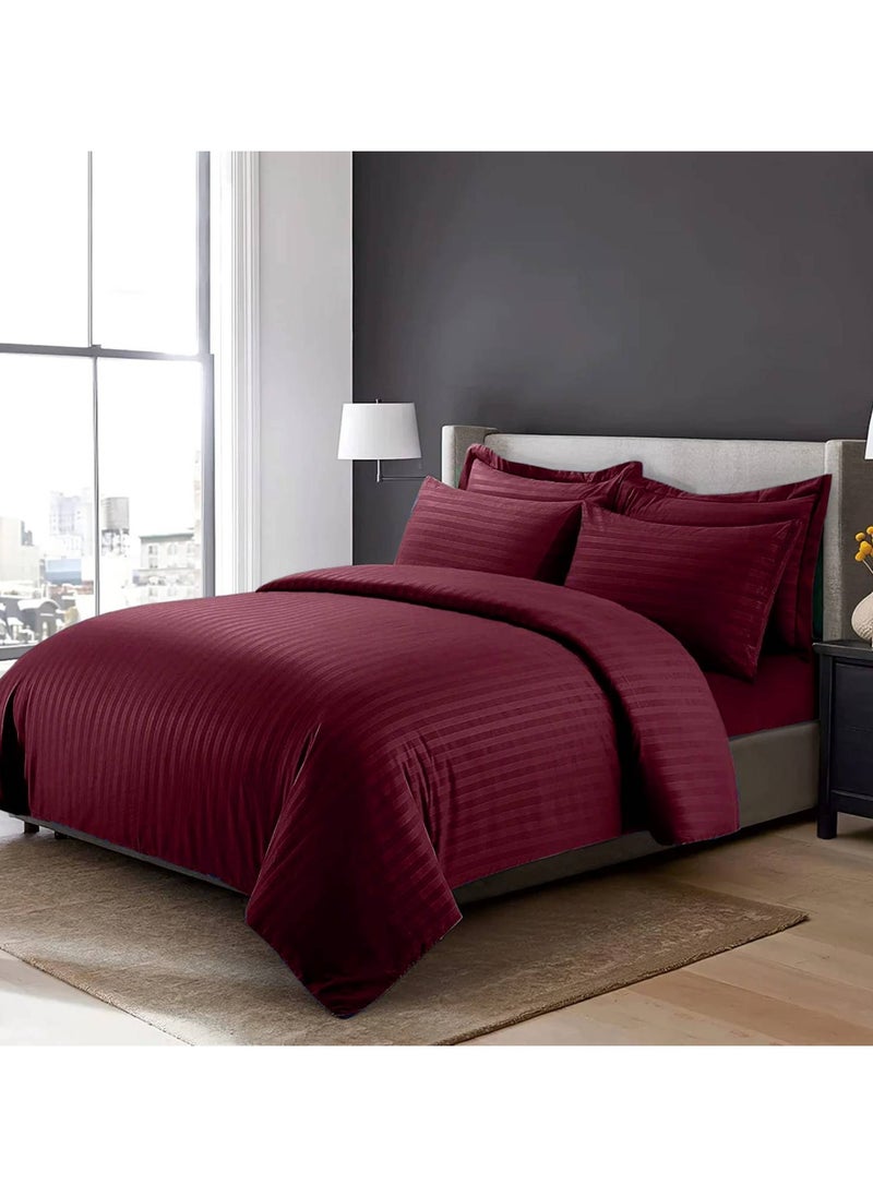 MAXQON 6-Piece Duvet Cover Set – Includes 1 Duvet Cover, 1 Fitted Sheet & 4 Pillowcases – King/Queen/Single Sizes, Color Maroon  - Image 2