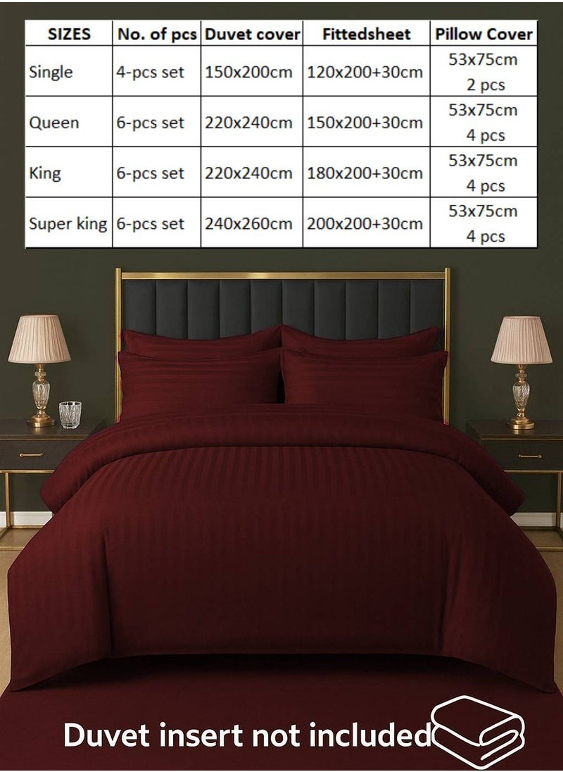 MAXQON 6-Piece Duvet Cover Set – Includes 1 Duvet Cover, 1 Fitted Sheet & 4 Pillowcases – King/Queen/Single Sizes, Color Maroon  - Image 4