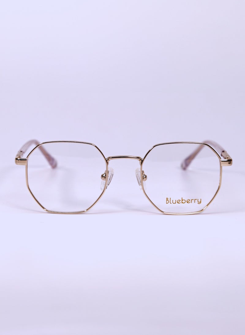 Blueberry frame Metal eyeglass distinctive hexagonal shape and flexible glasses implants 180 degrees - Image 2