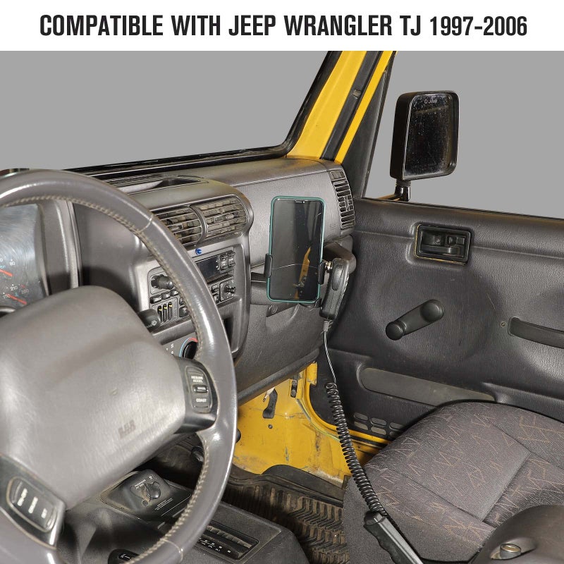 Jimen حامل هاتف جيمين لتويوتا جيب رانجلر TJ، حامل مشروبات، حامل ميكروفون متوافق مع جيب رانجلر TJ 1997-2006 - Image 2