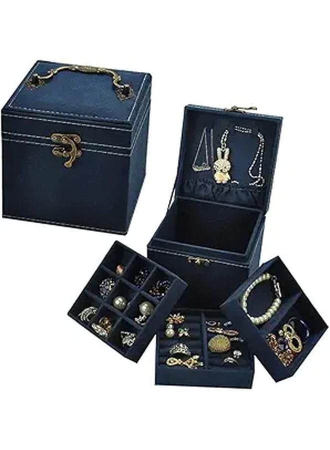 Jewelry Boxes With Retro Handle Travel Portable Jewelry Organizer Holder Jewelry Organizer Box Desktop Storage (Color : Jewelry Box B)  - Image 1