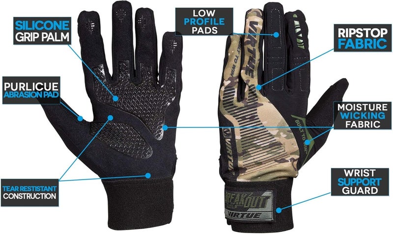 VIRTUE Breakout Gloves - Multi-Sport Ripstop Full Finger Paintball Gloves - Image 2