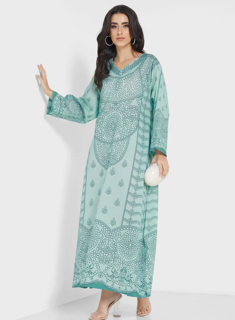 Nishat Linen Side Slit Printed Jalabiya