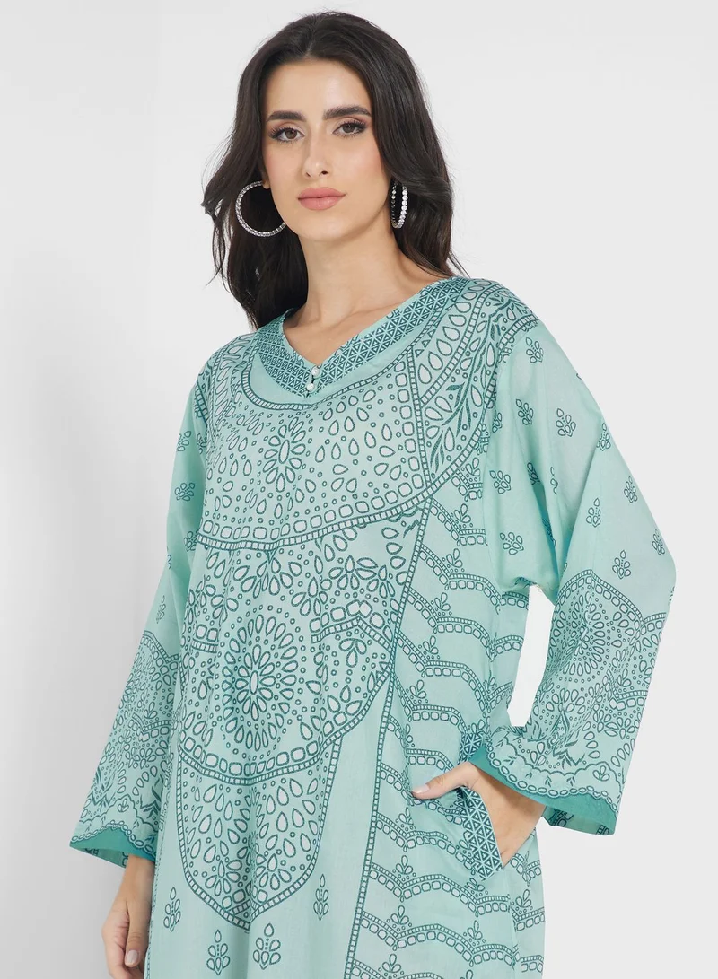 Nishat Linen Side Slit Printed Jalabiya