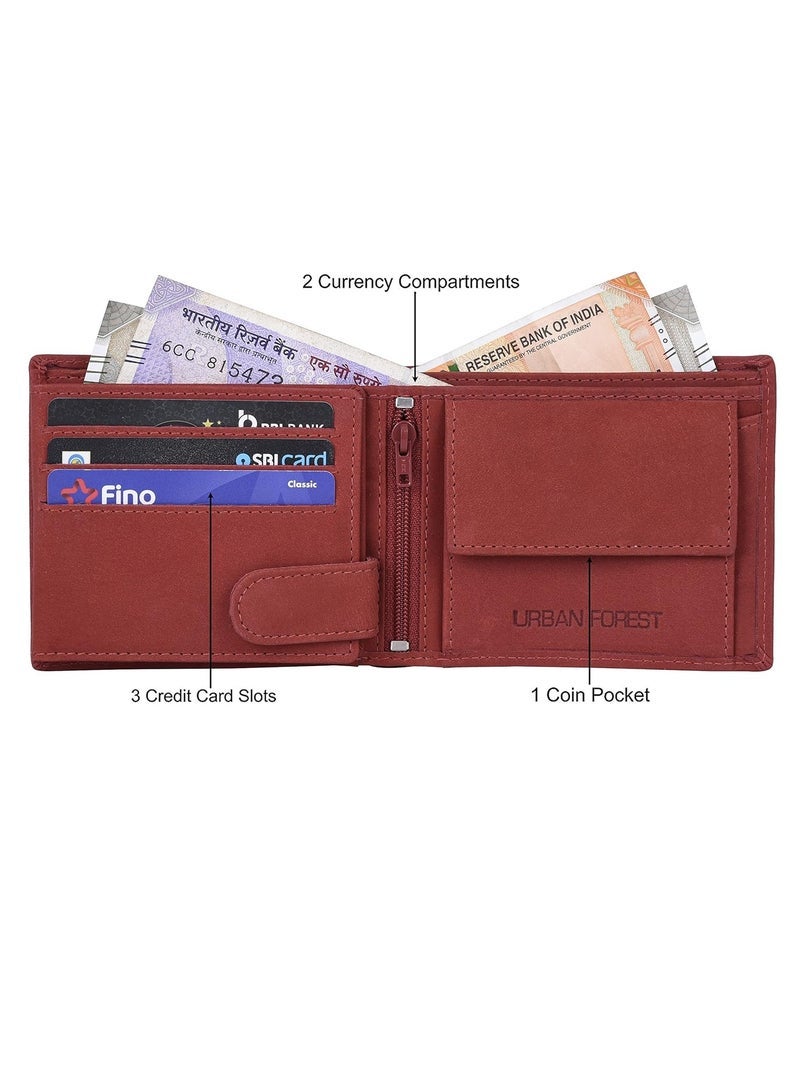 URBAN FOREST Leo Vintage Red Leather Wallet for Men - Image 4