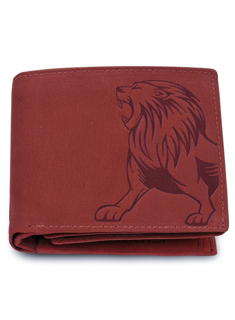 URBAN FOREST Leo Vintage Red Leather Wallet for Men - Image 1