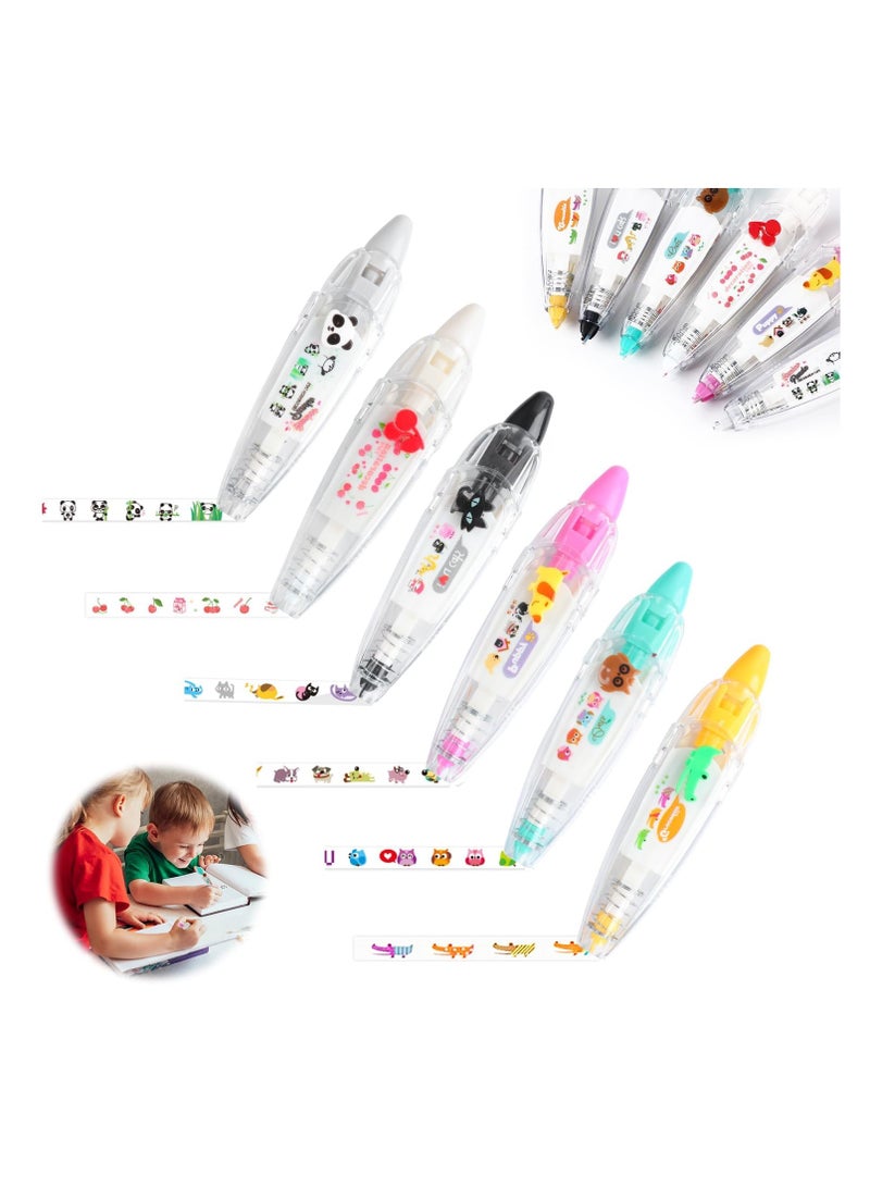 general 6 Pieces DIY Cute Animal Pressed Decorative Pen, Ally-Pocket Tape Pen, DIY Lace Decorative Gel Pen, Creative Cartoon Pattern Decorative Tape - Image 1