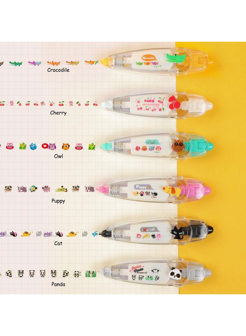 general 6 Pieces DIY Cute Animal Pressed Decorative Pen, Ally-Pocket Tape Pen, DIY Lace Decorative Gel Pen, Creative Cartoon Pattern Decorative Tape - Image 2