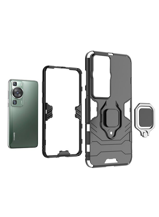 Case for Huawei P60 / Huawei P60 Pro, Hybrid Heavy Duty Protection Defender Kickstand Armor Case Cover, Anti-Fall Drop Protection, Shockproof Case For Huawei P60 / Huawei P60 Pro, Black