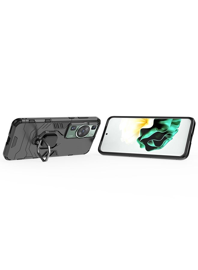 Case for Huawei P60 / Huawei P60 Pro, Hybrid Heavy Duty Protection Defender Kickstand Armor Case Cover, Anti-Fall Drop Protection, Shockproof Case For Huawei P60 / Huawei P60 Pro, Black