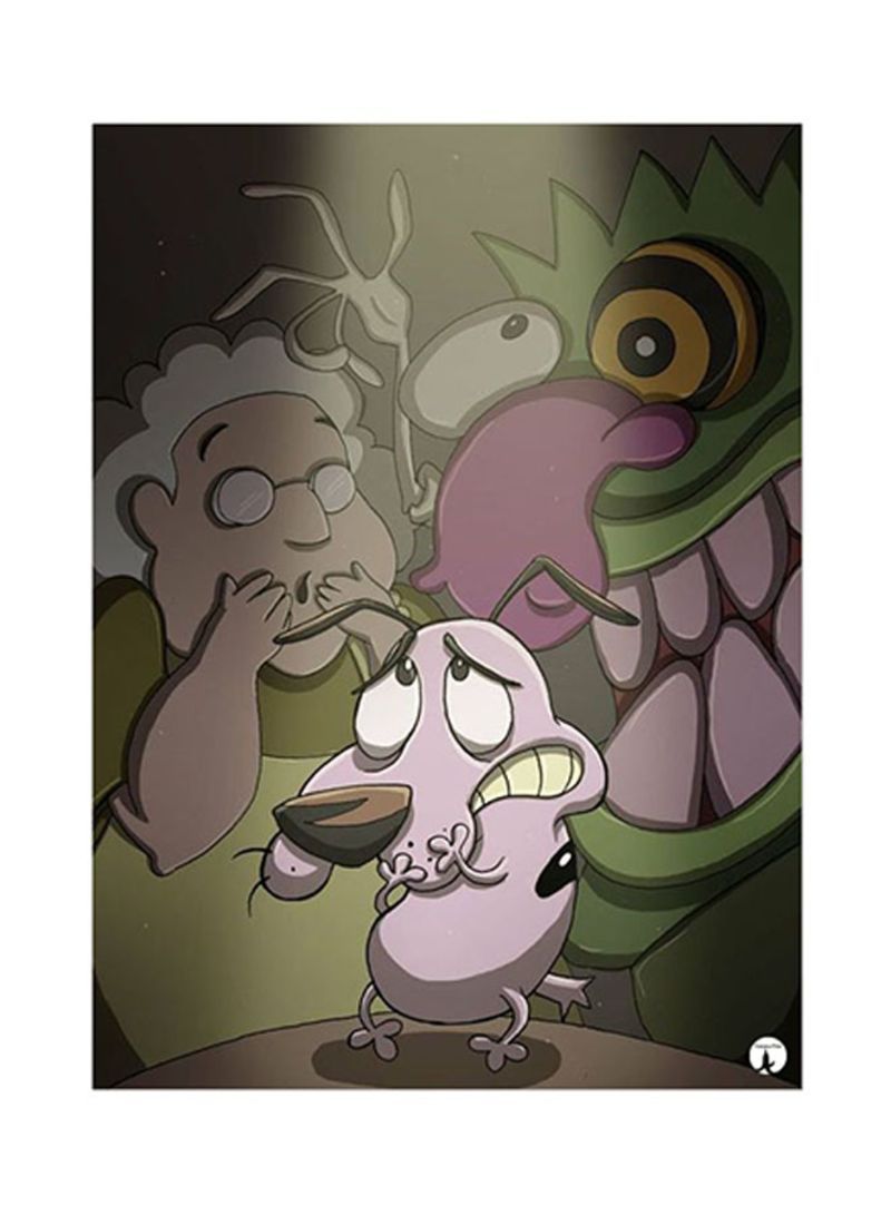 Courage Cowardly Dog Metal Plate Poster Multicolour 15x20centimeter