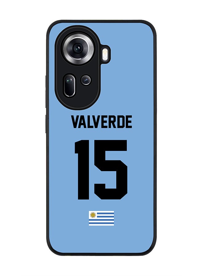 Stylizedd Rugged Black Edge Case for Oppo Reno11, Slim fit Case Thin Cover -  Football Team - Uruguay , Player Name - Valverde - Image 1