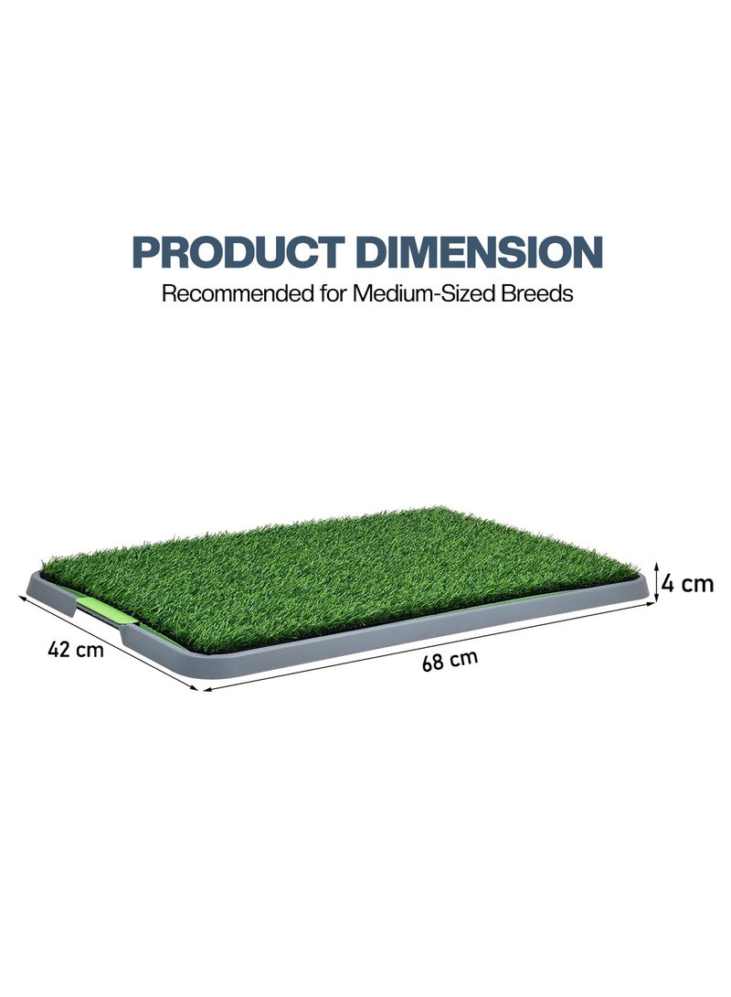 NNC PETS Artificial grass dog potty for Medium to Large dogs, 3-Layer dog potty tray with Lawn carpet, Lawn leakage holes, and Urinary tray, Suitable for Indoor/Outdoor use 68 cm (Grey) - Image 2