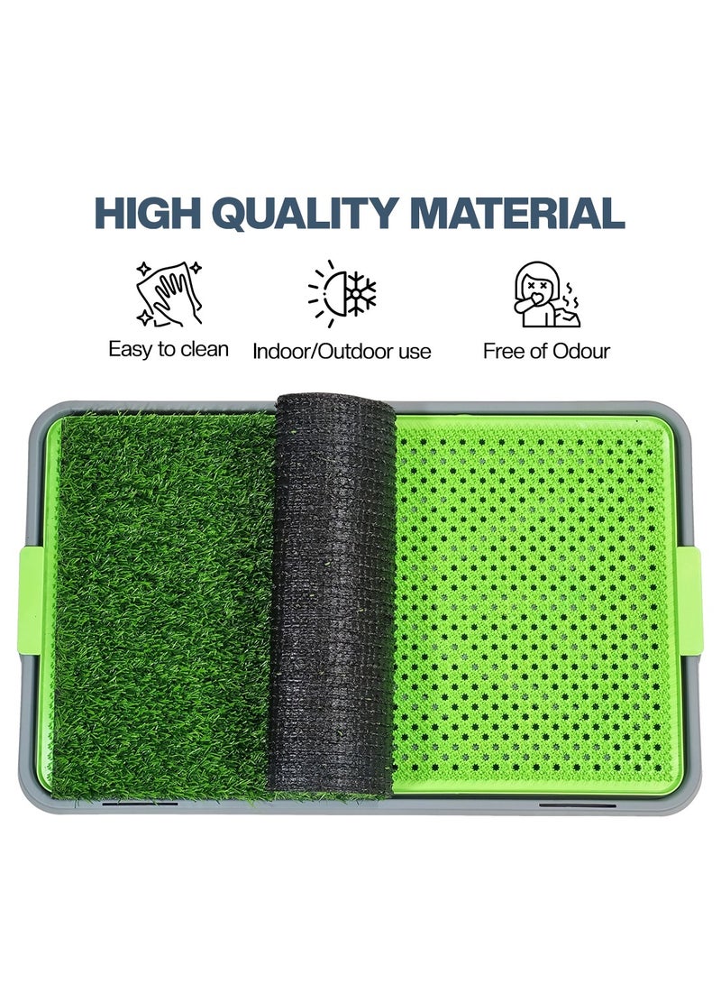 NNC PETS Artificial grass dog potty for Medium to Large dogs, 3-Layer dog potty tray with Lawn carpet, Lawn leakage holes, and Urinary tray, Suitable for Indoor/Outdoor use 68 cm (Grey) - Image 4