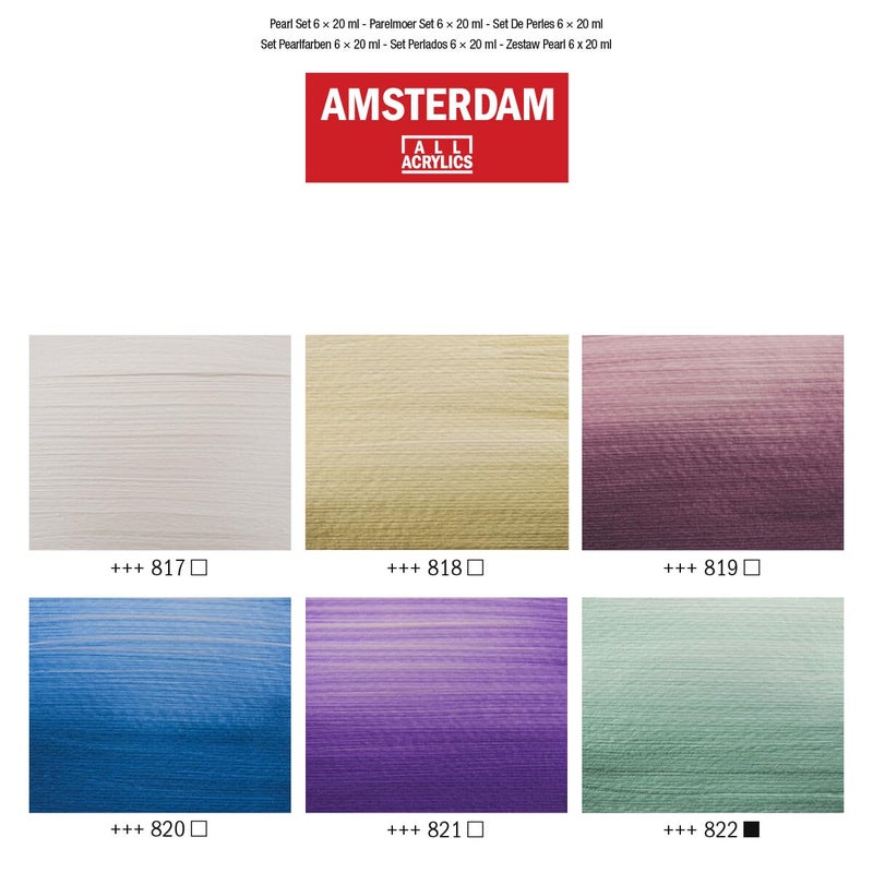 Amsterdam Acrylic Standard Series Paint Set 6x20ml, Pearl - Image 4