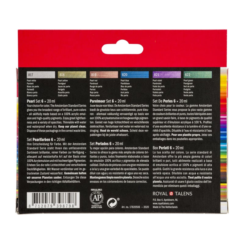 Amsterdam Acrylic Standard Series Paint Set 6x20ml, Pearl - Image 2