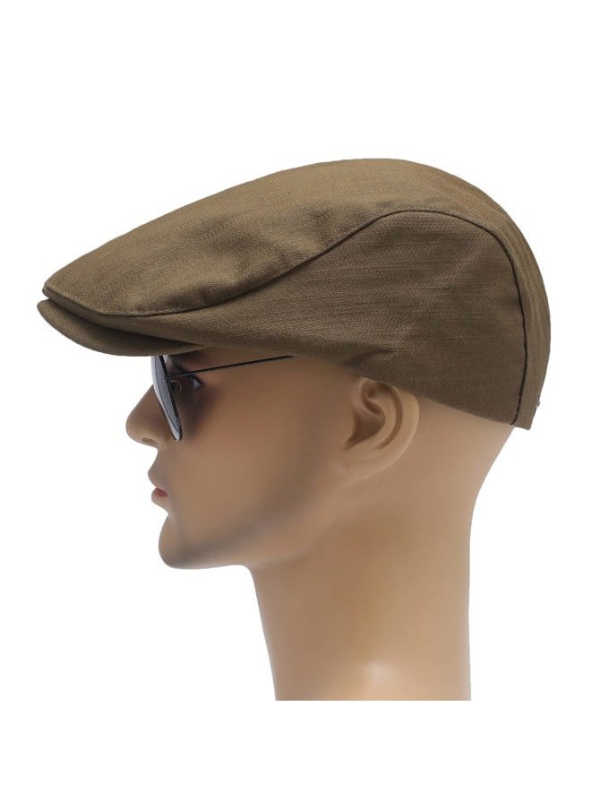 ZLYC Men Cotton Flat Cap Summer Scally Ivy Gatsby Newsboy Beret Driver Cabbie Hunting Hat (Back Buckle Brown)  - Image 3