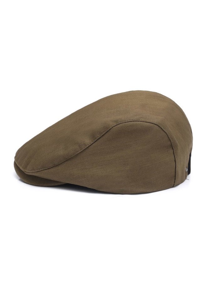 ZLYC Men Cotton Flat Cap Summer Scally Ivy Gatsby Newsboy Beret Driver Cabbie Hunting Hat (Back Buckle Brown)  - Image 4