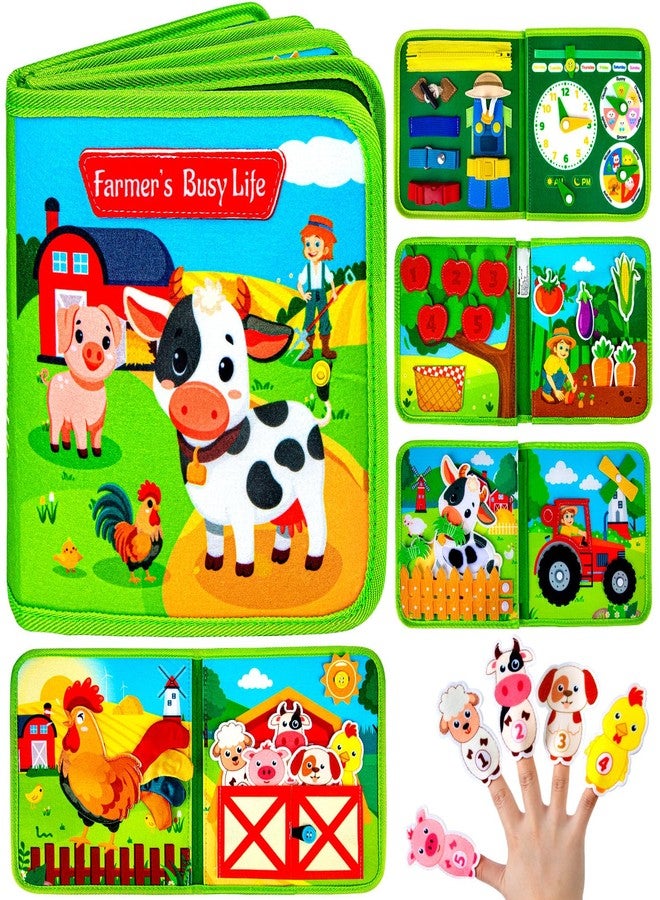 Quanquer Montessori Busy Book for Toddlers 1-3 - Farm Animal Sensory Busy Board for 1 Year Old Boys and Girls, Educational Travel Toy for Airplane Car Activities, Birthday Christmas Toddler Gifts - Image 1