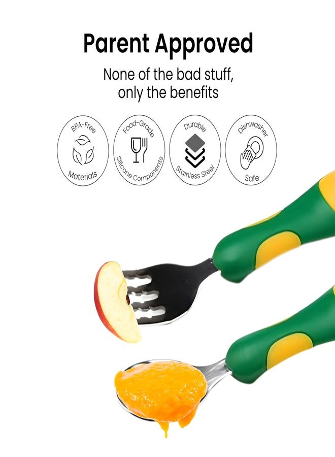 ONE AND ONLY طقم ملاعق وشوكة للأطفال من الفولاذ المقاوم للصدأ، خالٍ من مادة BPA، للتدريب | ملاعق تغذية للأطفال | ملاعق وشوكة للأطفال الصغار | أدوات مائدة للأطفال | - Image 4