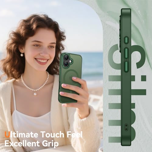 YINLAI for iPhone 17 Case 6.3-inch,Magnetic Compatible with MagSafe, Slim Matte Anti-Fingerprint, Shockproof Full Body Military Grade Protection for iPhone 17 Cover, Green - Image 5