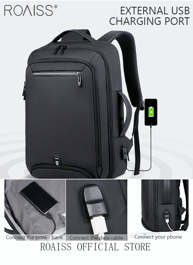roaiss Fits 17 Inch Laptop Backpack Business Backpack Scalable Capacity College Bookbag For Work School Travel Flight with USB Port Waterproof Casual Computer Daypack for Men Black  - Image 5