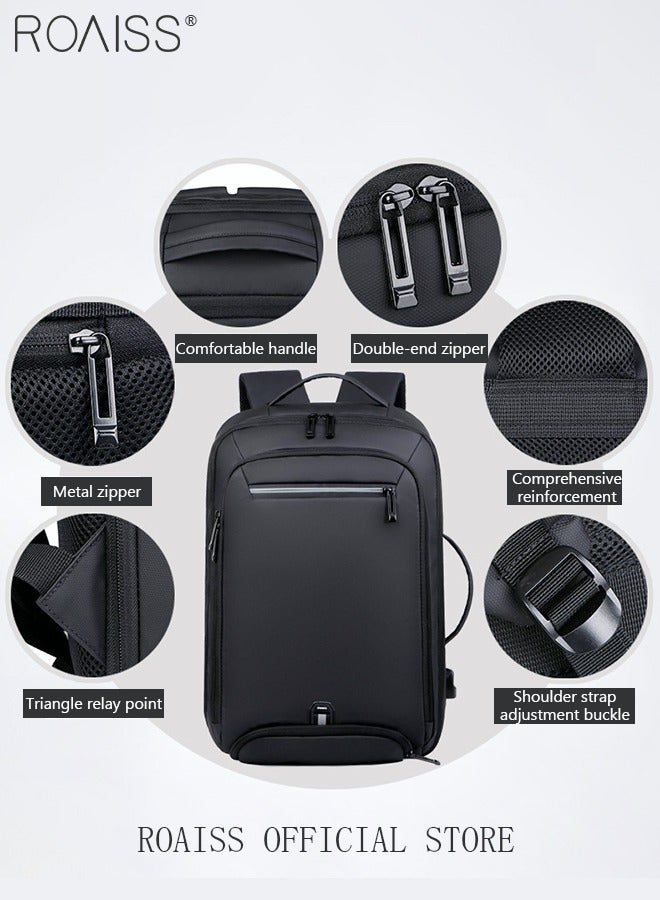 Fits 17 Inch Laptop Backpack Business Backpack Scalable Capacity College Bookbag For Work School Travel Flight with USB Port Waterproof Casual Computer Daypack for Men Black