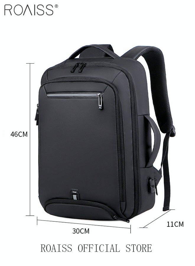 Fits 17 Inch Laptop Backpack Business Backpack Scalable Capacity College Bookbag For Work School Travel Flight with USB Port Waterproof Casual Computer Daypack for Men Black