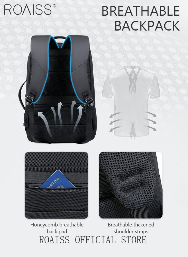 Fits 17 Inch Laptop Backpack Business Backpack Scalable Capacity College Bookbag For Work School Travel Flight with USB Port Waterproof Casual Computer Daypack for Men Black