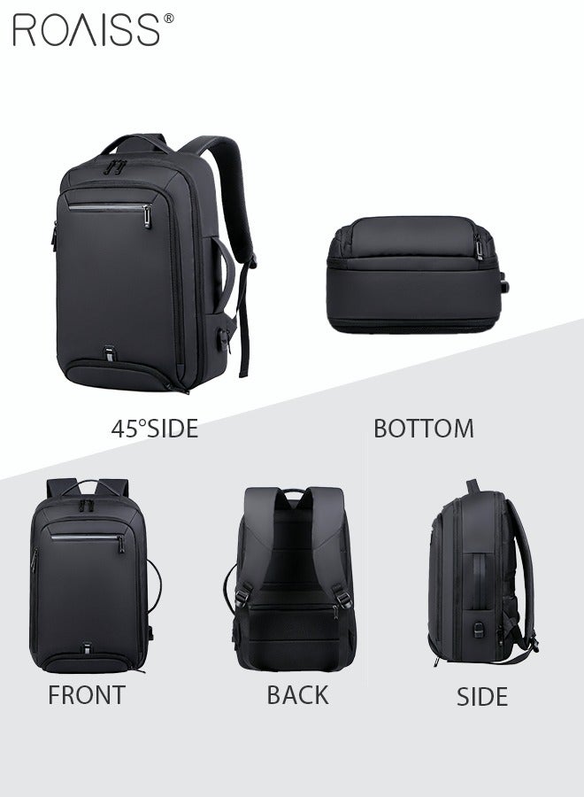 Fits 17 Inch Laptop Backpack Business Backpack Scalable Capacity College Bookbag For Work School Travel Flight with USB Port Waterproof Casual Computer Daypack for Men Black