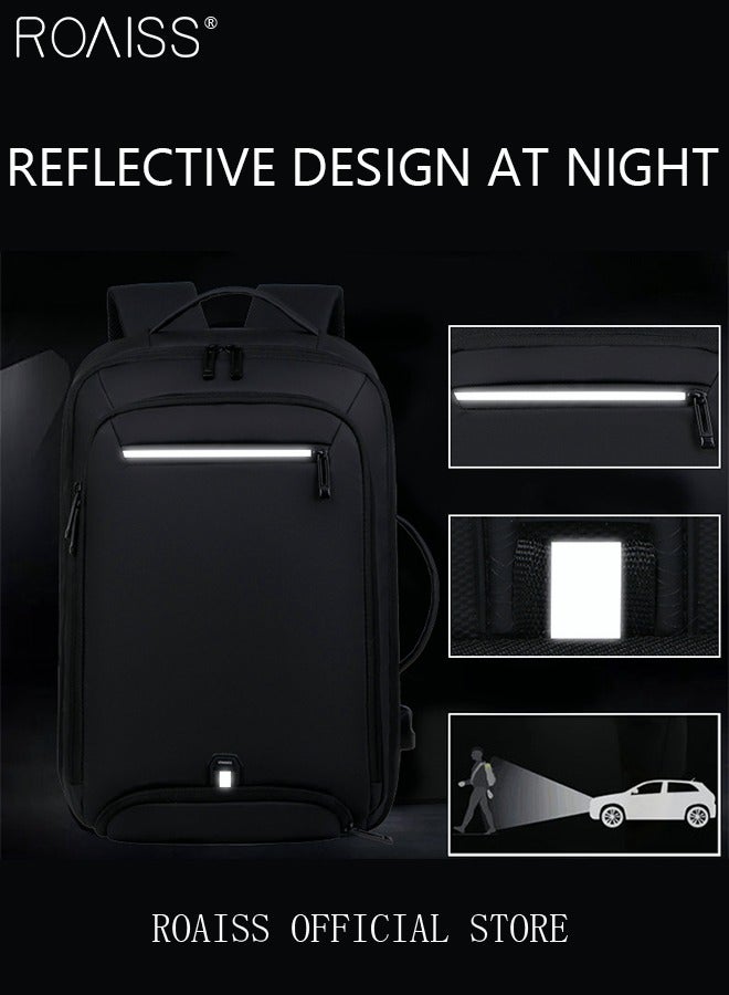 Fits 17 Inch Laptop Backpack Business Backpack Scalable Capacity College Bookbag For Work School Travel Flight with USB Port Waterproof Casual Computer Daypack for Men Black