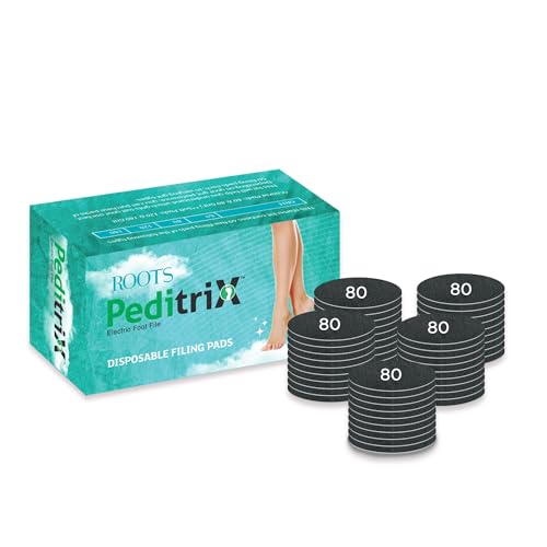 ROOTS Peditrix Disposable Filing Pad | Pedicure Tool | Electric Foot Scrubber | Dead Skin Remover | Foot Callus Remover | Reducing Calluses for Rough Skin | For Men & Women | 80 Grits (50 Pieces) - Image 1