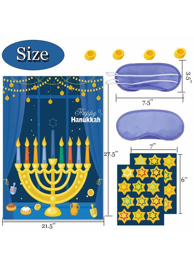 Funnlot Hanukkah Decorations Chanukah Activities Hanukkah Games Pin The Star On The Menorah Game Hanukkah Party Games Chanukah Party Decorations 24 Reusable Stars Happy Hanukkah Games Hanukkah Decor - Image 2