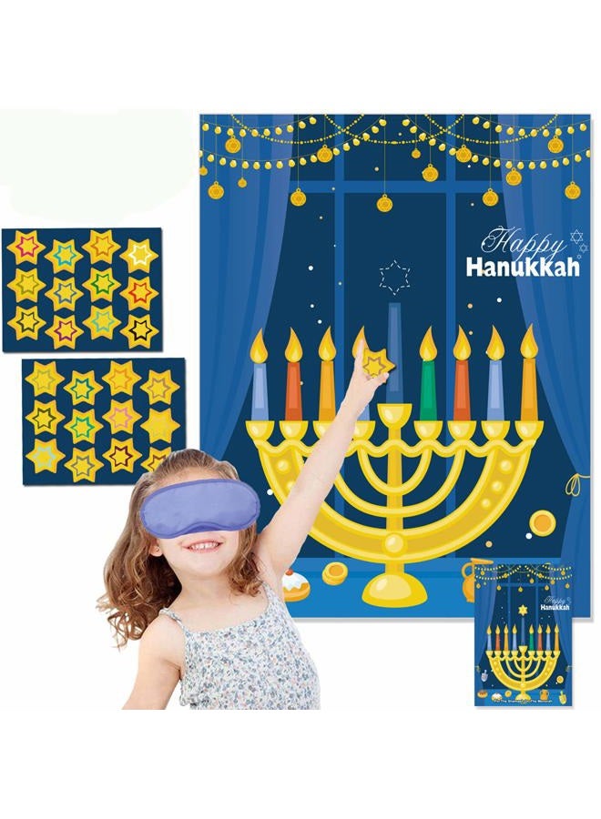 Funnlot Hanukkah Decorations Chanukah Activities Hanukkah Games Pin The Star On The Menorah Game Hanukkah Party Games Chanukah Party Decorations 24 Reusable Stars Happy Hanukkah Games Hanukkah Decor - Image 1