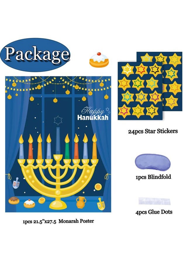 Funnlot Hanukkah Decorations Chanukah Activities Hanukkah Games Pin The Star On The Menorah Game Hanukkah Party Games Chanukah Party Decorations 24 Reusable Stars Happy Hanukkah Games Hanukkah Decor - Image 3