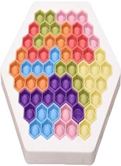 Generic Silicone Pop It Building Blocks Toy With Hexagonal Shaped Add More Entertaining And Fun For Kids Set Of 15 Pieces - Multi Color