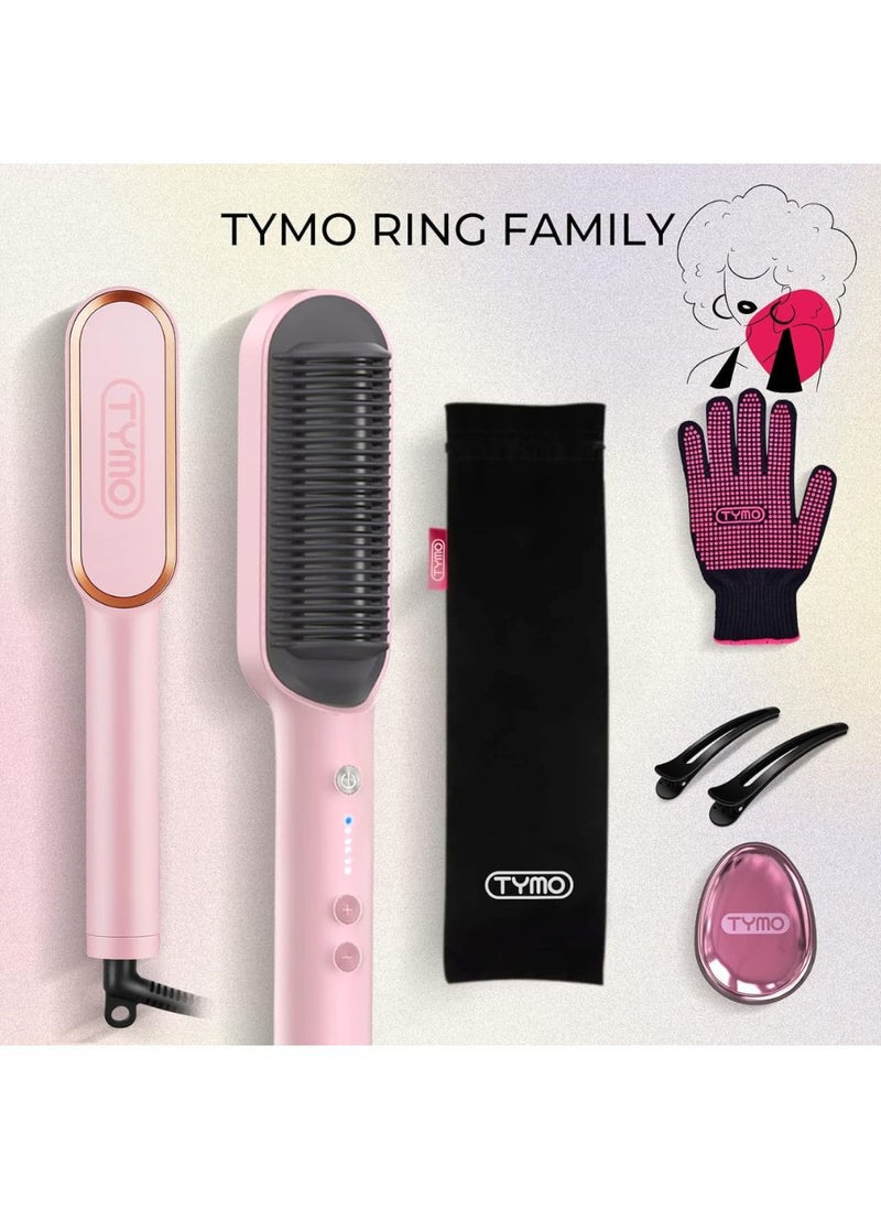 TYMO - TYMO Ring Hair Straightener with Built-in Comb, Pink Color - Image 1