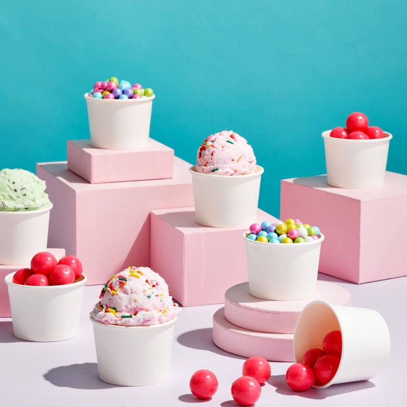 Juvale Ice Cream Cups - Disposable Paper Bowls & Dessert Cups for Sundae Bar Supplies - Leak-Resistant Gelato Bowls for Ice Cream Socials - 5 oz, White, 100 Count - Image 2