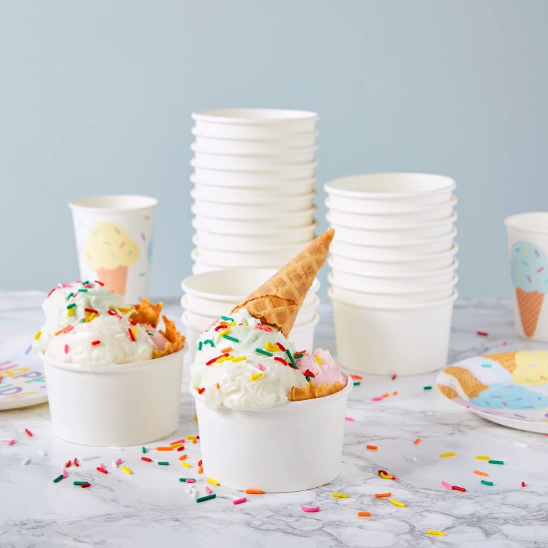 Juvale Ice Cream Cups - Disposable Paper Bowls & Dessert Cups for Sundae Bar Supplies - Leak-Resistant Gelato Bowls for Ice Cream Socials - 5 oz, White, 100 Count - Image 3