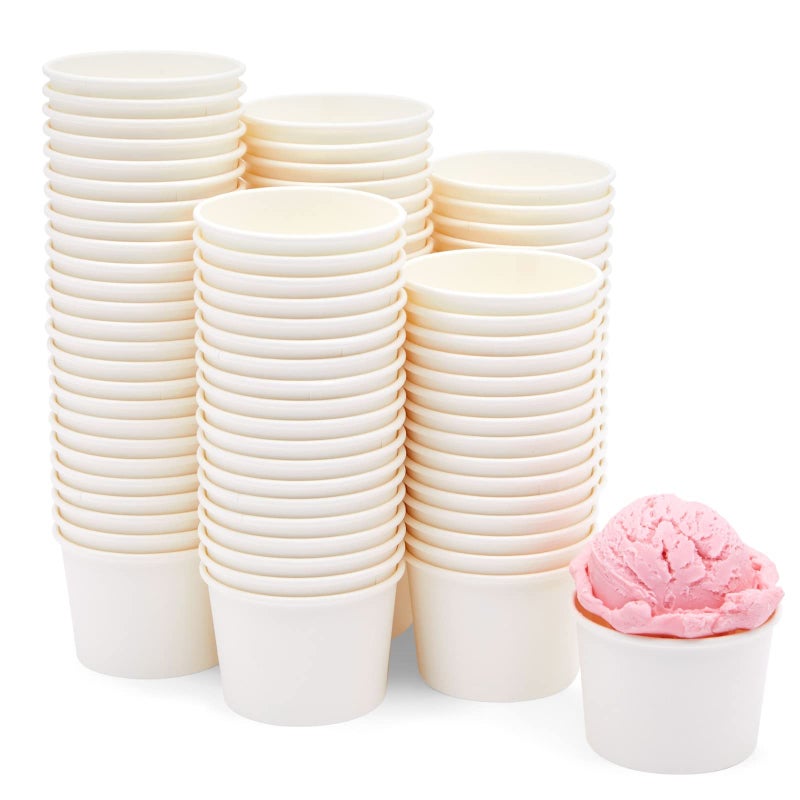Juvale Ice Cream Cups - Disposable Paper Bowls & Dessert Cups for Sundae Bar Supplies - Leak-Resistant Gelato Bowls for Ice Cream Socials - 5 oz, White, 100 Count - Image 1