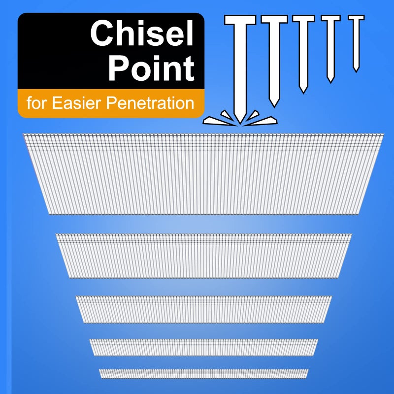 SimCos 5000 pcs 18 Gauge Brad Nails (1/2",3/4",1",1-1/4",2") Galvanized 18 GA Nail Gun Nails Assorted and Small Finishing Nails for Pneumatic, Electric Brad Nailer (package may be changed) - Image 3