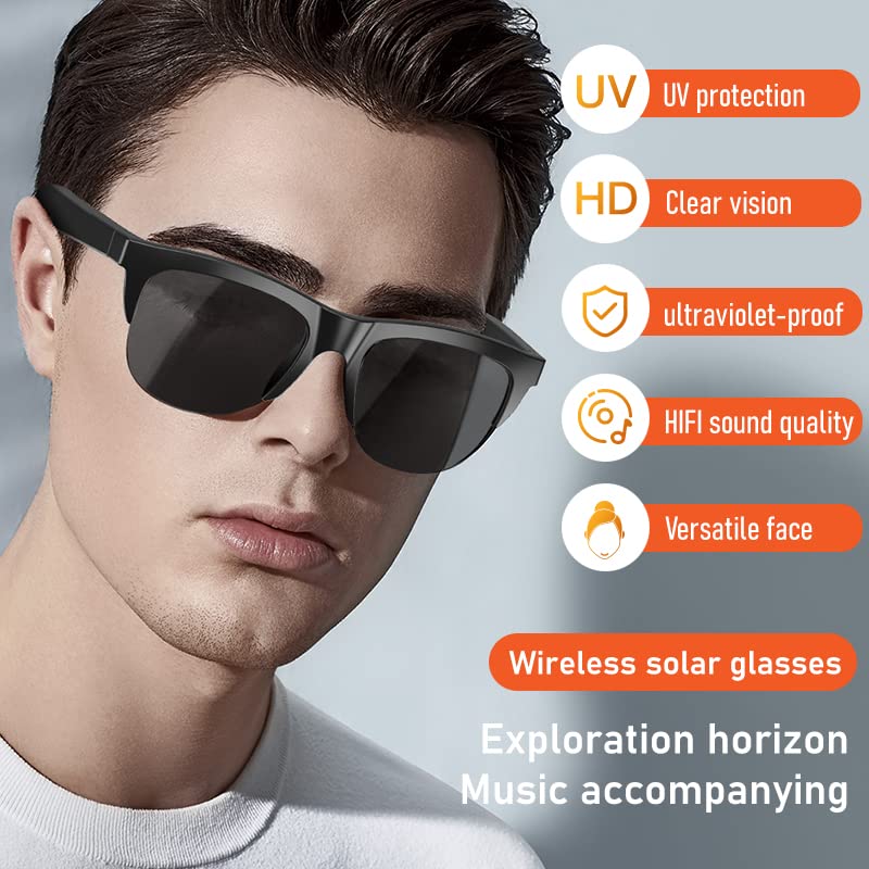 Smart Glasses Open Ear Bluetooth Sunglasses for Men Women 5.3 Bluetooth Smart Sunslasses Touch Control Music Calling with Replaceable UV Filtered Lenses, Storage Case for Outdoor Running Cycling - Image 2