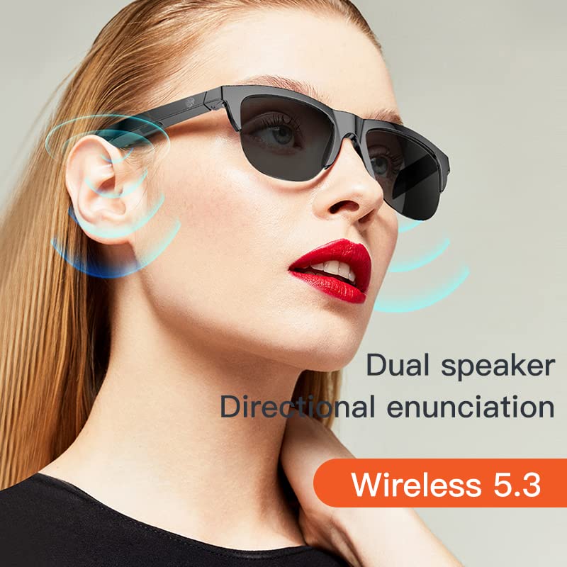 Smart Glasses Open Ear Bluetooth Sunglasses for Men Women 5.3 Bluetooth Smart Sunslasses Touch Control Music Calling with Replaceable UV Filtered Lenses, Storage Case for Outdoor Running Cycling - Image 5